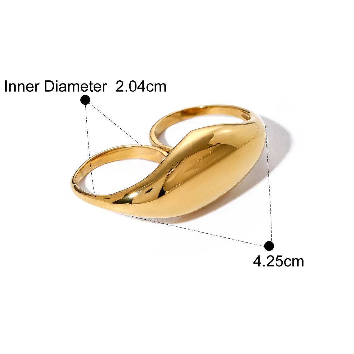 Kaze Chubby Geometric Two-Finger Design Ring | 18K Gold Bold Statement Ring in Gold &amp; Silver Gold Adjustable