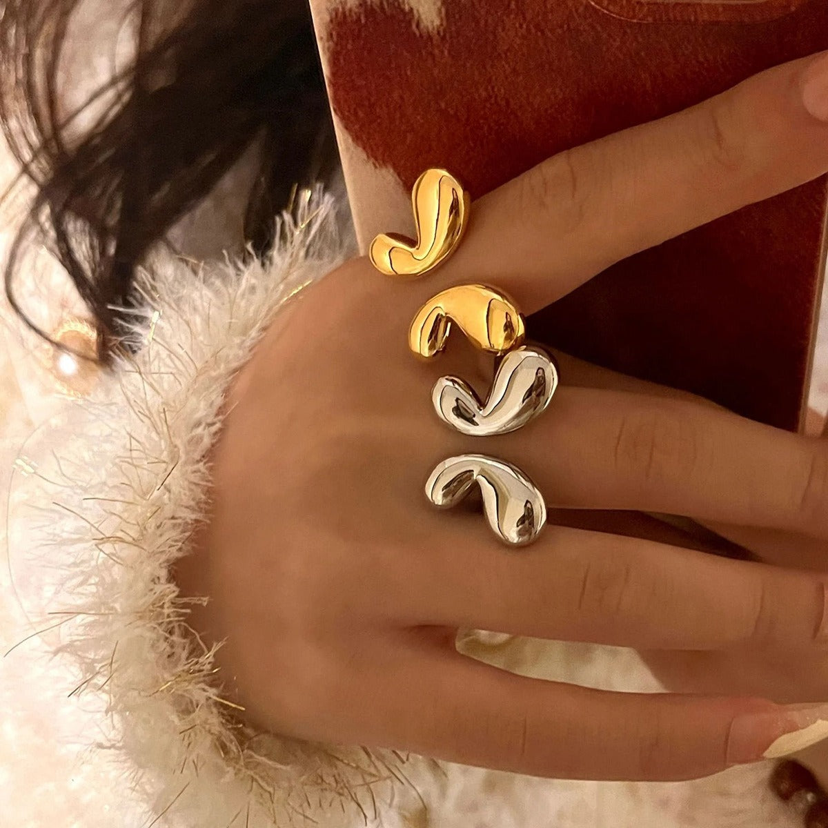 Kaze Elegant Lightweight Butterfly Open Ring | 18K Gold Adjustable Butterfly Ring