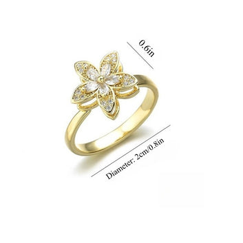 Kaze Bauhinia Flower Zircon Stress-Relief Ring | 18K Gold Titanium Adjustable Open Ring