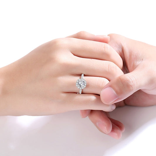 Kaze Light Luxury S925 Moissanite Sunflower Ring | D-Color Sterling Silver Ring Sizes 5–9 US