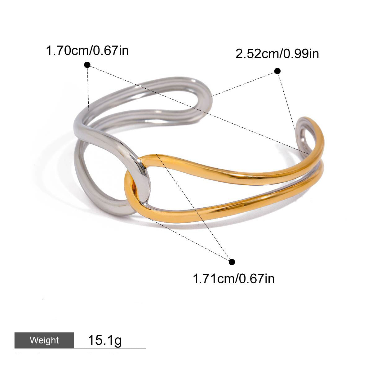 Kaze 18K Gold Geometric Line Bracelet | Gold and Silver Colour Contrast Classic Fashion Bracelet