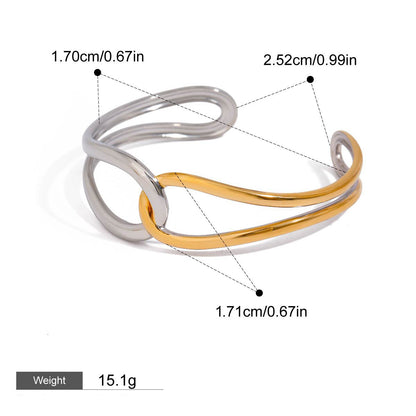Kaze 18K Gold Geometric Line Bracelet | Gold and Silver Colour Contrast Classic Fashion Bracelet