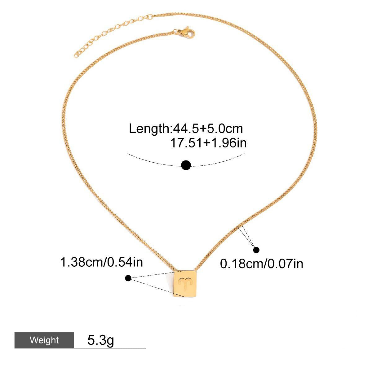 Kaze Zodiac Square Necklace | 18K Gold Celestial Pendant Necklace for Women Aries