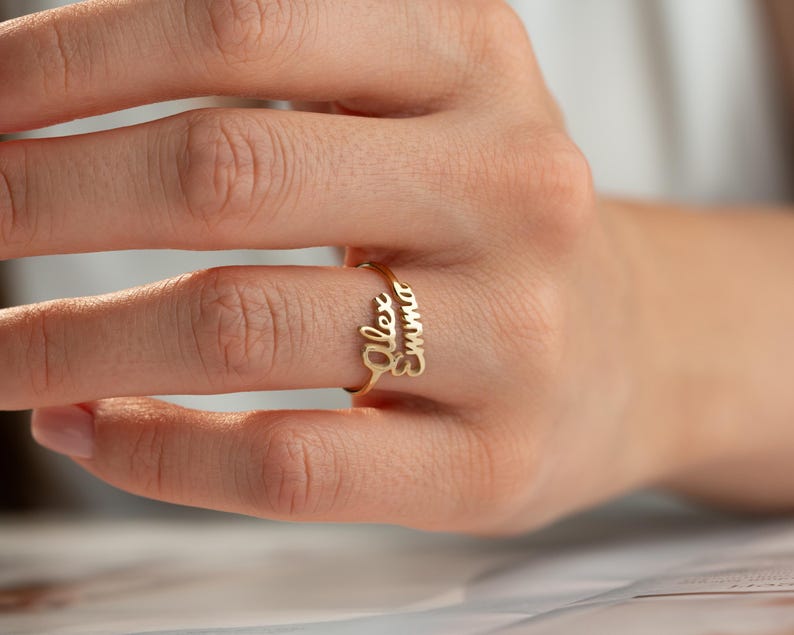 Kaze Personalised Double Name Ring | Custom Open Band Ring for Women