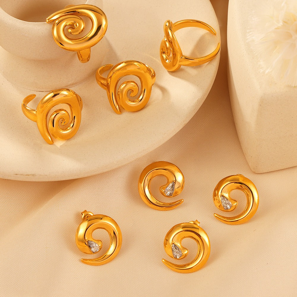 Kaze Rotating Thread Diamond Earring and Ring Set | 18K Gold Innovative Luxury Jewellery Set