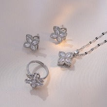 Kaze Rotating Heart-Shaped Zircon Necklace, Ring &amp; Bracelet Set | S925 Silver Spinner Jewellery