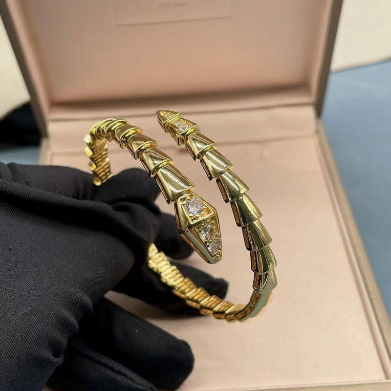 Kaze Snake Bone Diamond Bracelet | 18K Gold Serpent Bracelet in Gold, Rose Gold &amp; Silver