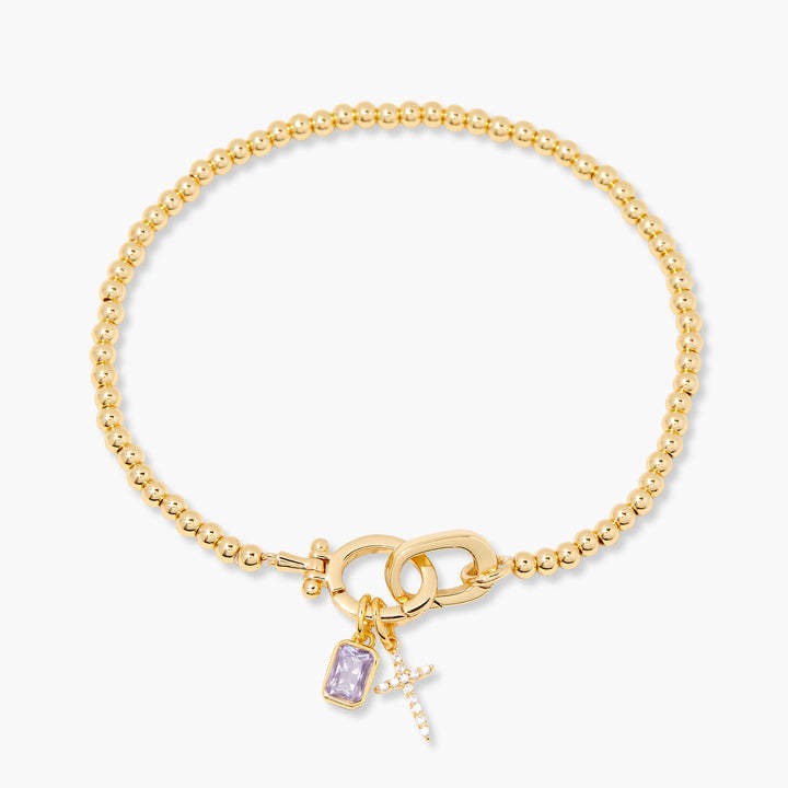 Kaze Moonstone Heart Knot Birthstone Bracelet | 18K Gold Personalised Bracelet May