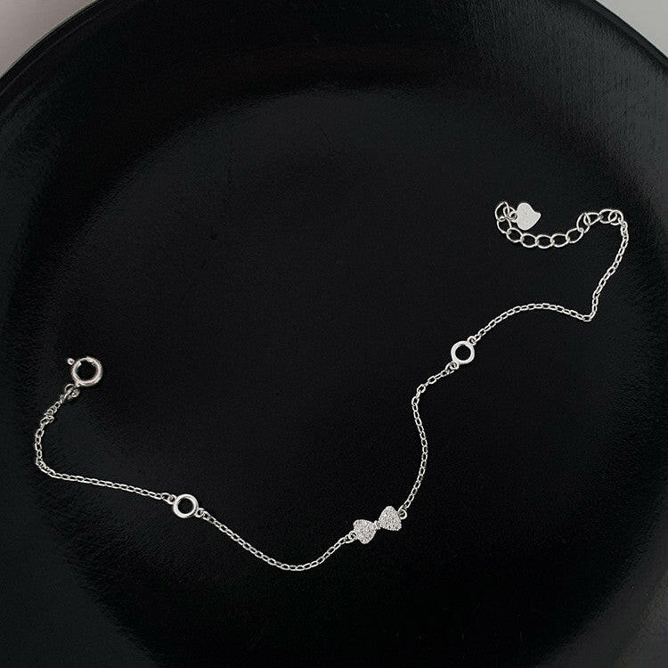 Kaze S925 Sterling Silver Bow Bracelet | Elegant Adjustable Silver Bracelet for Women