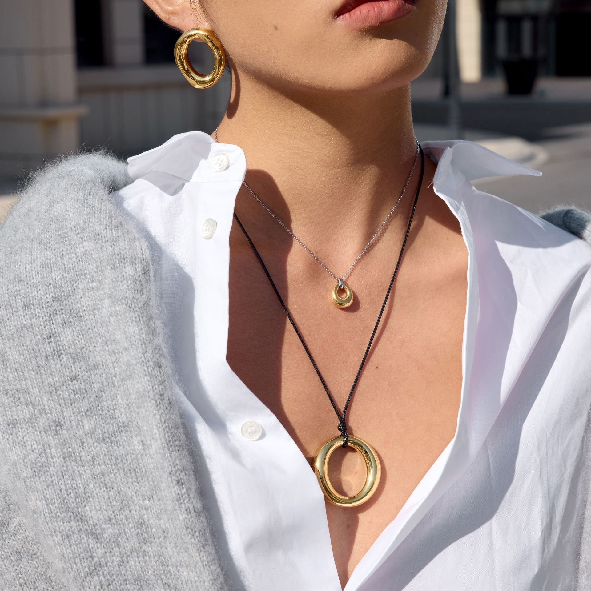 Kaze 18K Gold Titanium Necklace, Ring and Earring Collection | Complete 5-Piece Luxury Jewellery Set
