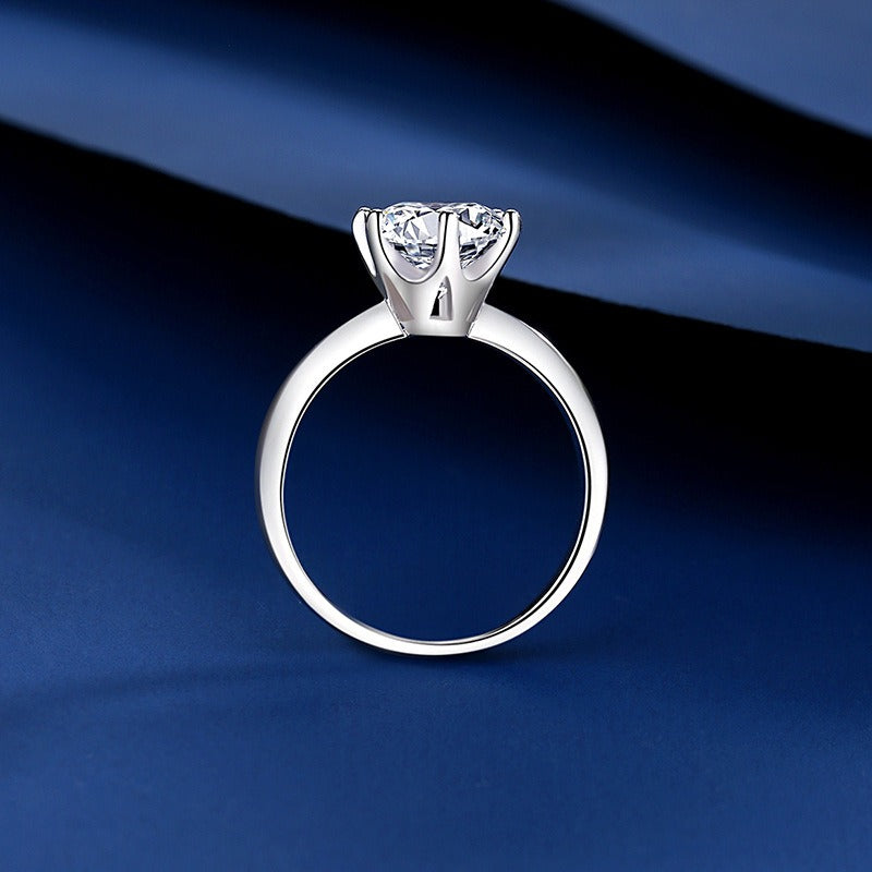 S925 Sterling Silver Classic Six-Prong Elegant Ring