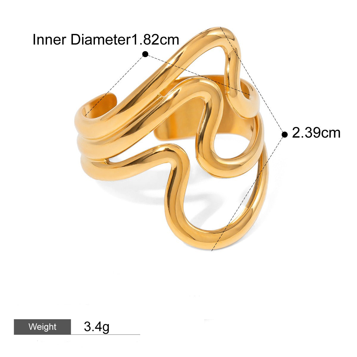 Kaze Luxury Modern Geometric Ring Collection | 18K Gold Ring in 9 Distinct Styles Style A-13