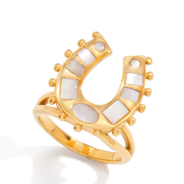Kaze 18K Gold-Plated Inlaid Cubic Zirconia Titanium Ring | Sparkling Ring in Ring A, B &amp; C