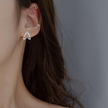 Kaze Hollow Triangle Zircon Stud Earrings | 3A Zircon Platinum Copper Earrings 11x13mm Platinum