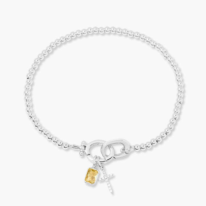 Kaze Moonstone Heart Knot Birthstone Bracelet | 18K Gold Personalised Bracelet