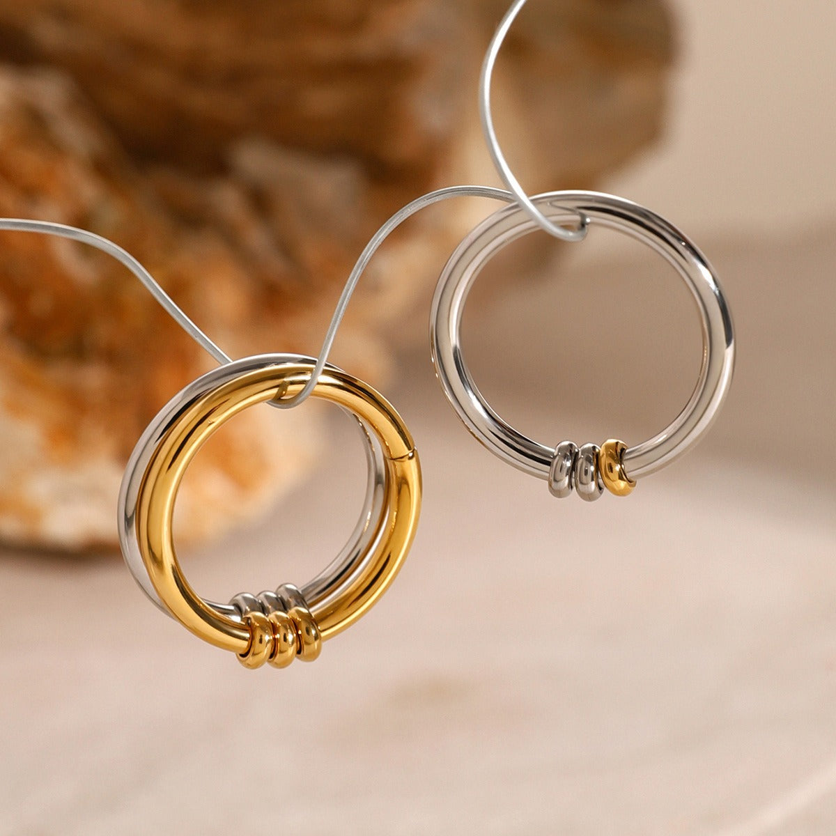 Kaze Leaf Vine Geometric Open Ring | 18K Gold Nature-Inspired Adjustable Ring