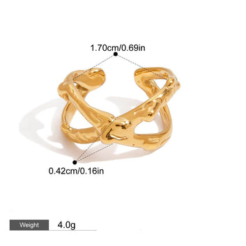 Kaze X-Shape Textured Ring | 18K Gold Statement Ring in Gold &amp; Silver Gold