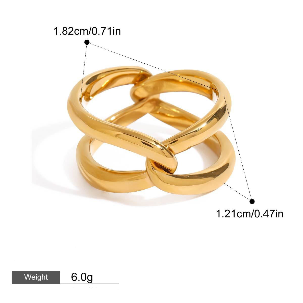 Kaze Double Cross Ring | 18K Gold Geometric X-Design Ring in Gold &amp; Silver Gold