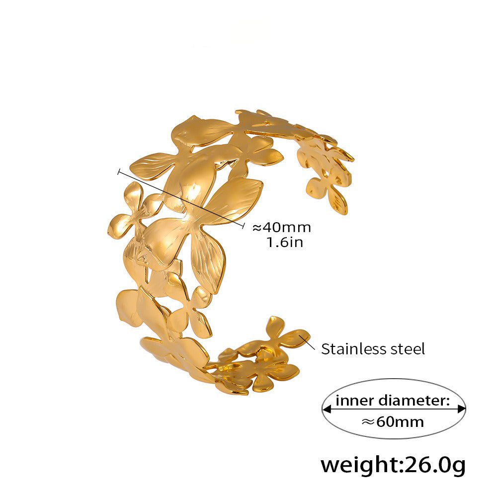 Kaze Flower-Shaped Textured Bracelet | 18K Gold Floral Bracelet in 10 Style Variants Style A-85