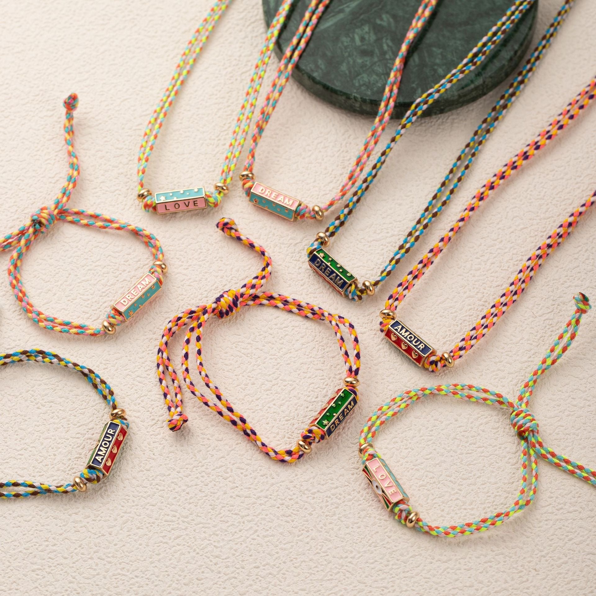 Kaze Bohemian Colourful Love Pendant Necklace and Bracelet Set | Alloy Boho Set in 4 Colours