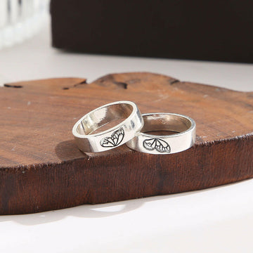 Kaze Butterfly and Heart Couple Ring Set | Matching Promise Ring Set Size 8