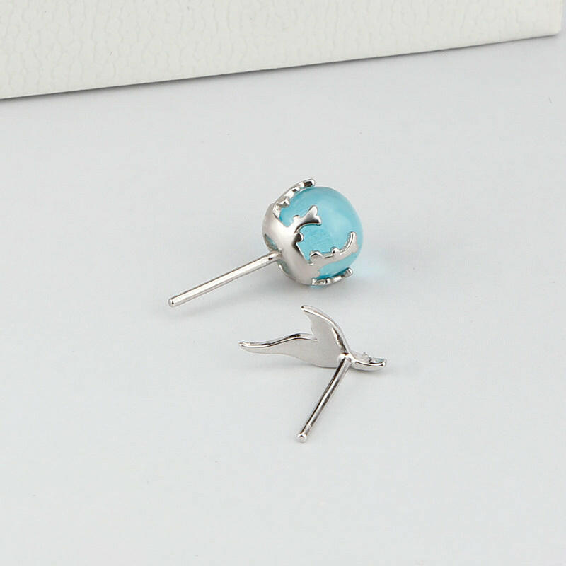 Kaze Asymmetrical Mermaid Fishtail Sterling Silver Earrings | Artisan 925 Silver Drop Earrings