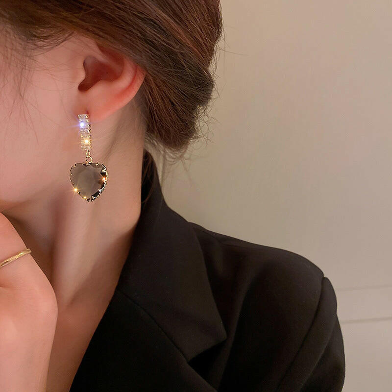 Kaze Korean Trendy Zircon Statement Earrings | Crystal Stud Earrings in Grey, Pink, Green &amp; Clear