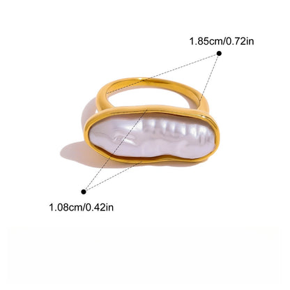 Kaze 18K Gold Pearl Titanium Steel Ring | Pearl Ring in Ring A, B &amp; C Styles Size 7 US 7US RingB