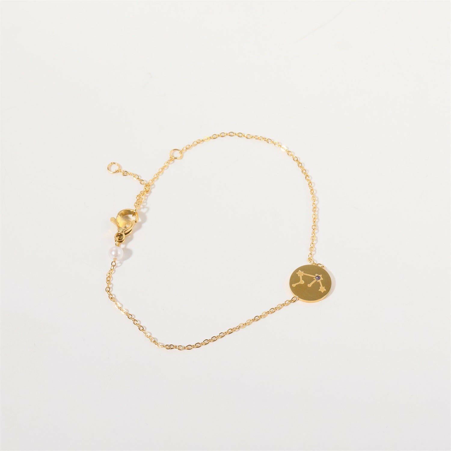 Kaze Inlaid Zircon Zodiac Bracelet | Adjustable Stainless Steel Constellation Bracelet Aquarian
