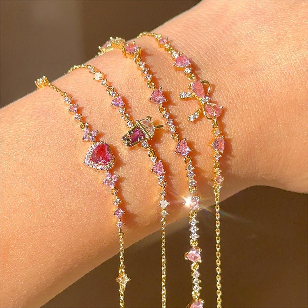 Kaze Love Zircon Butterfly Festival Bracelet | Heart Copper Zircon Bracelet in Gold, Silver &amp; Rose Gold