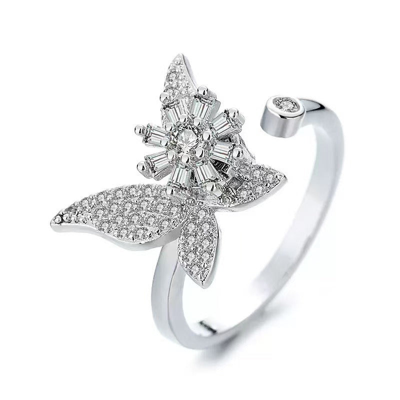 Kaze S925 Silver Rotating Cubic Zirconia Ring | 18K Gold Sterling Silver Spinner Ring in 6 Styles