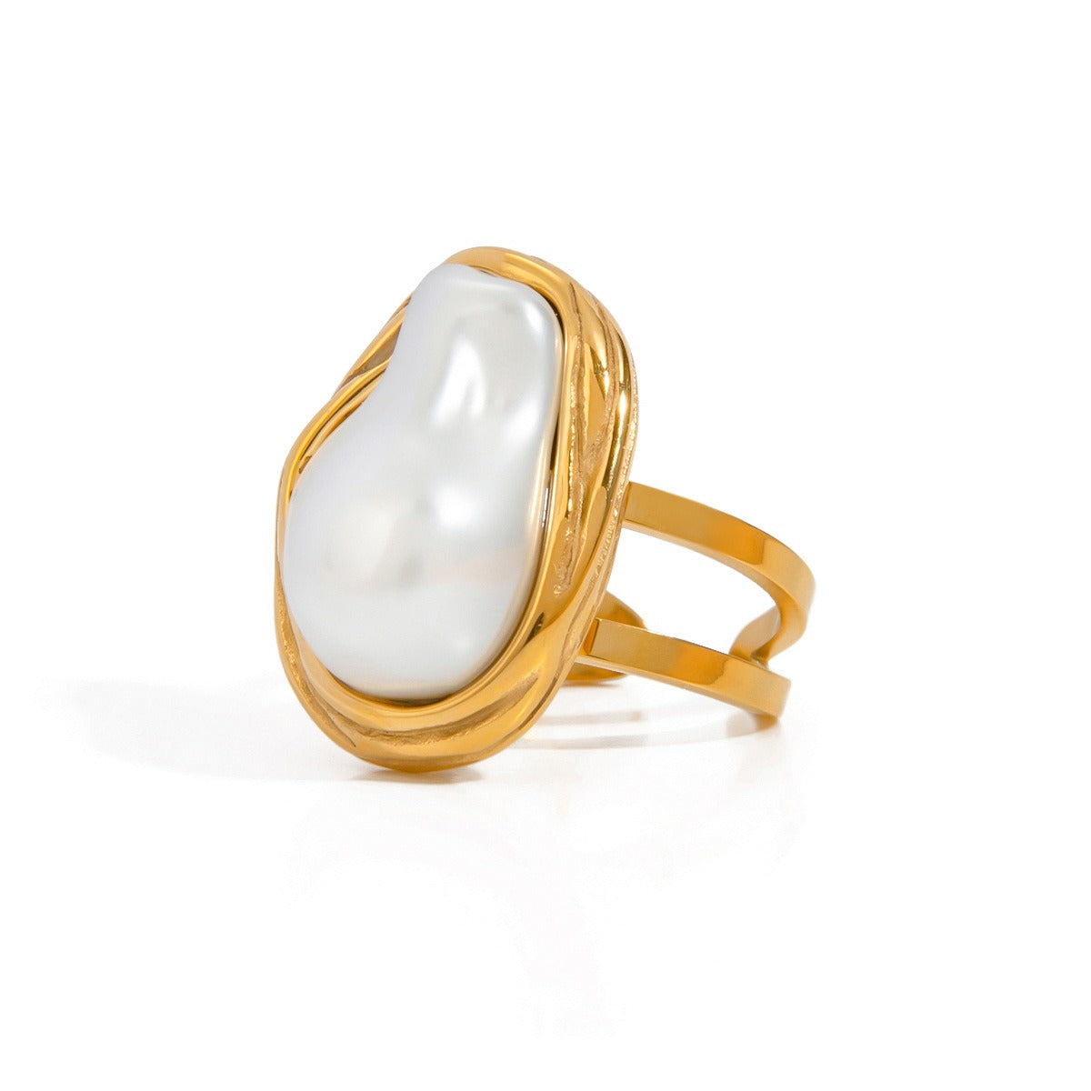 Kaze Elegant Retro Pearl Design Ring | 18K Gold Light Luxury Adjustable Ring Adjustable