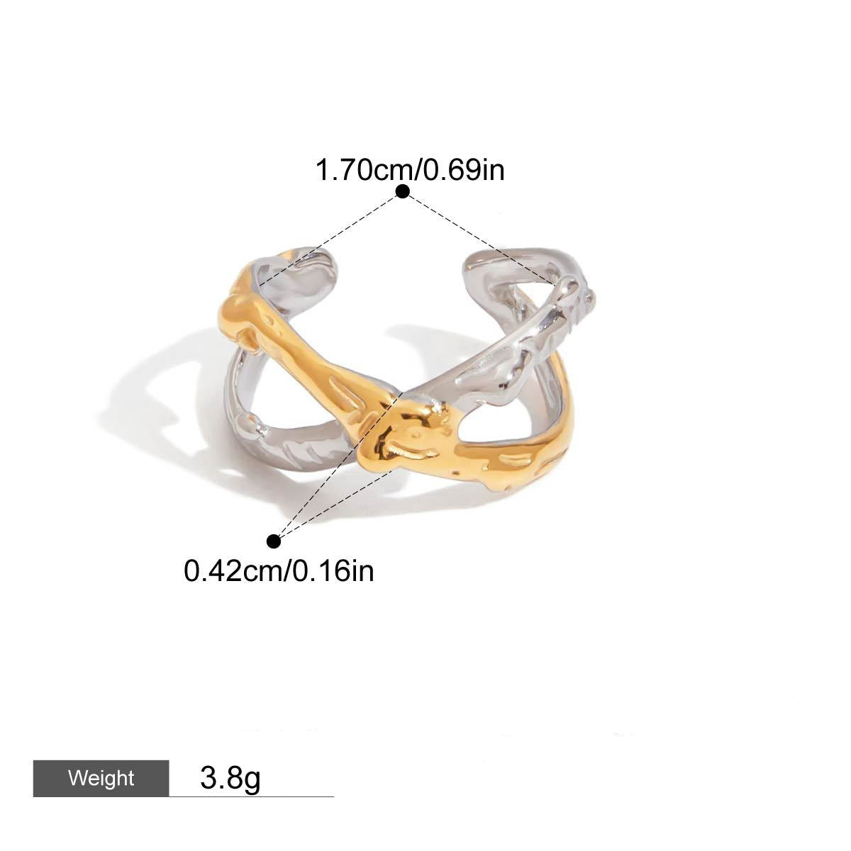 Kaze X-Shape Textured Ring | 18K Gold Statement Ring in Gold &amp; Silver Gold and Silver