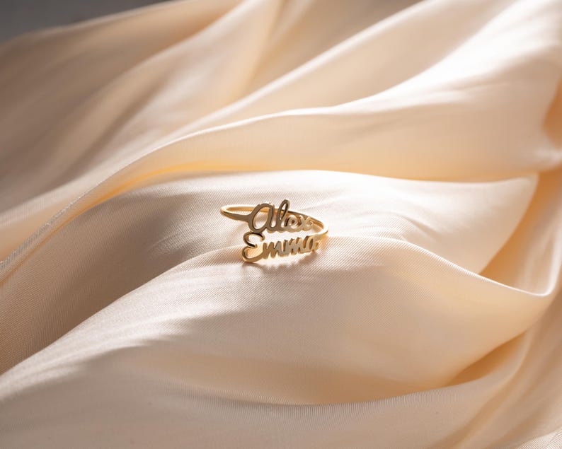 Kaze Personalised Double Name Ring | Custom Open Band Ring for Women