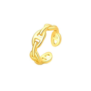 Kaze Pig Nose Rhinestone Open Adjustable Ring | 18K Gold S925 Silver Ring in Diamond &amp; Smooth Variants
