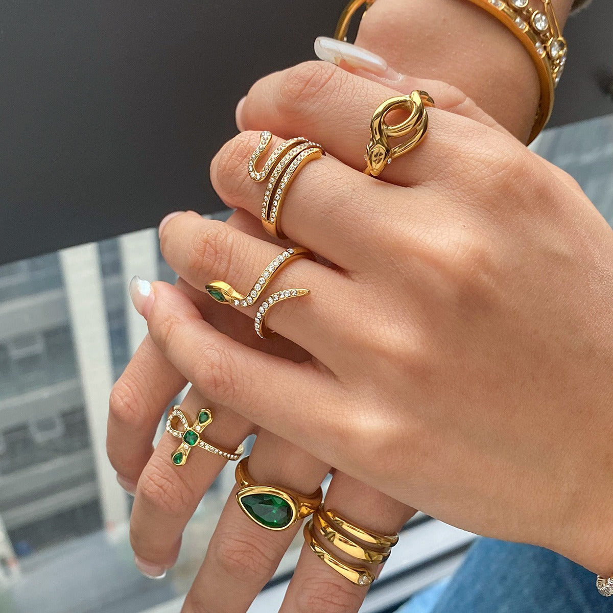 Kaze Luxury Snake Ring Collection | Titanium Steel Serpent Ring in 15 Styles &amp; 3 Sizes