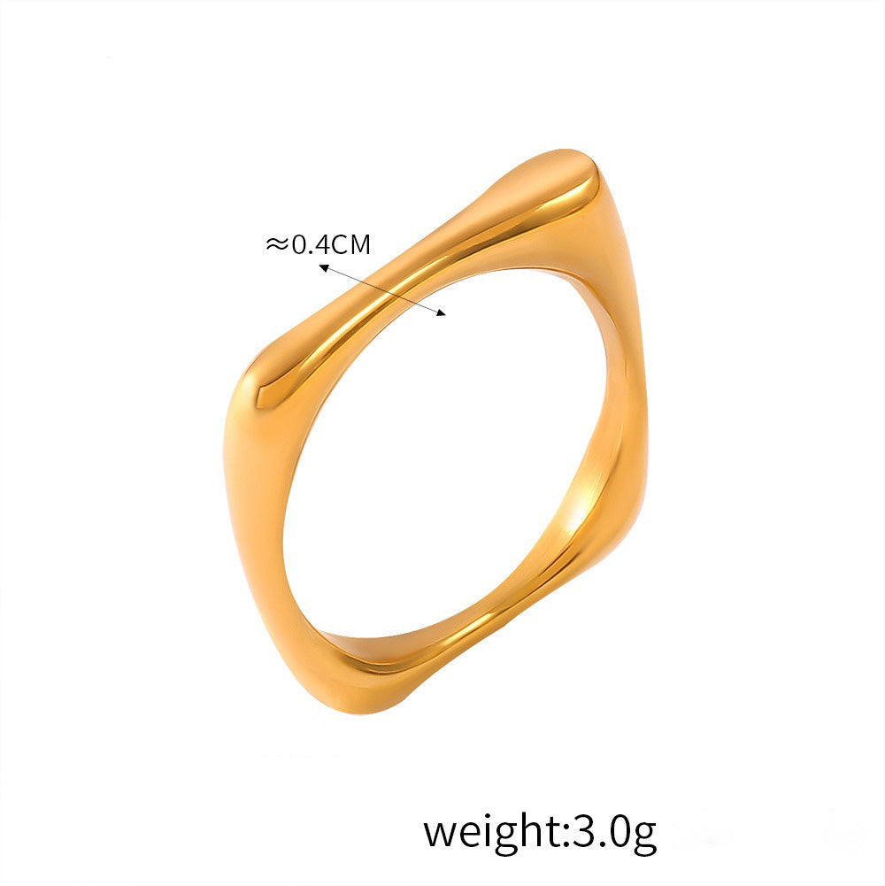 Kaze Classic Retro Geometric Zirconia Ring | 18K Gold Light Luxury Ring in 16 Style Variants Style B-30
