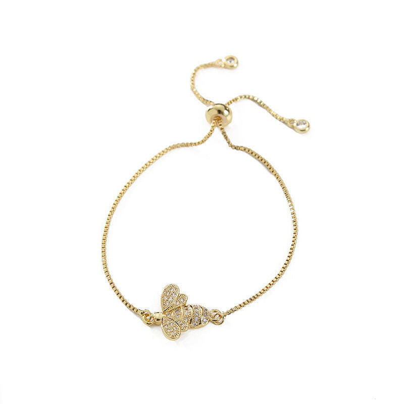 Kaze Silver-Plated Bee Bracelet | Geometric Nature-Inspired Bracelet for Women Gold