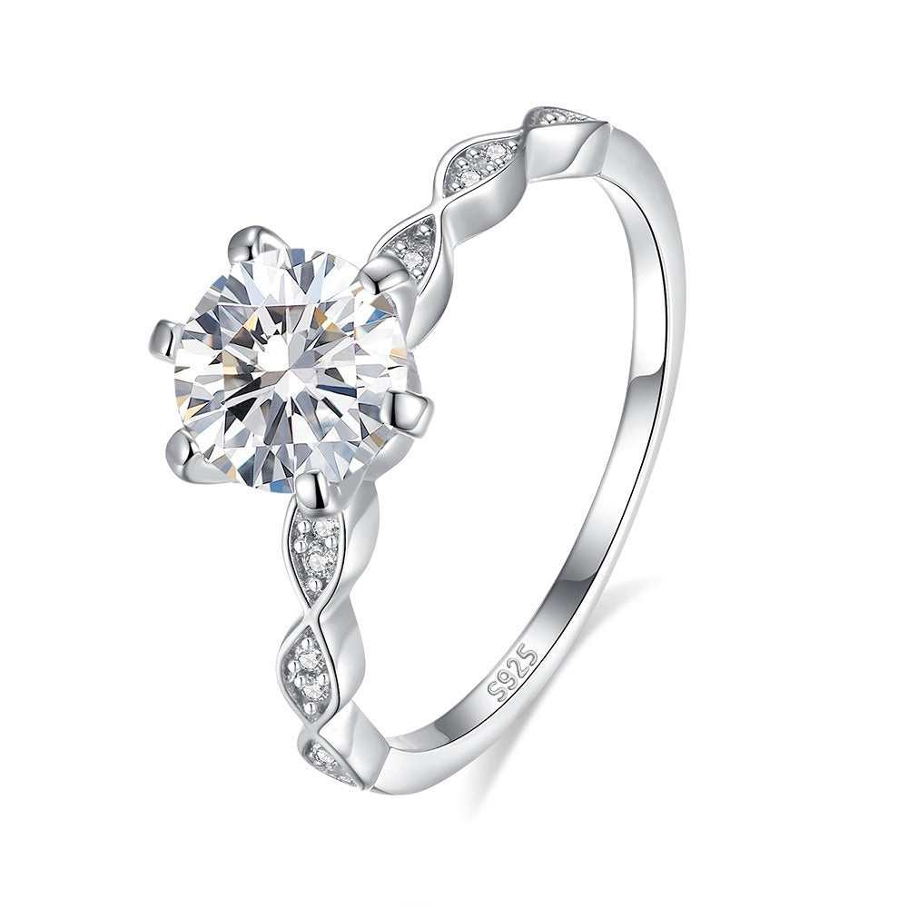 Kaze S925 Classic Six-Prong Moissanite Ring | D-Color Sterling Silver Solitaire Sizes 5–9 US Empty setting (without the main stone)
