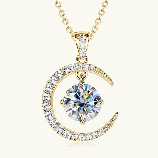 Kaze Minimalist S925 Crescent Moissanite Pendant Necklace | D-Color VVS1 Silver Necklace