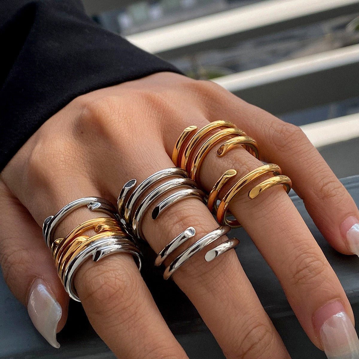 Kaze 18K Gold Titanium Stacking Ring Collection | 28 Minimalist Band Designs Size 7 US
