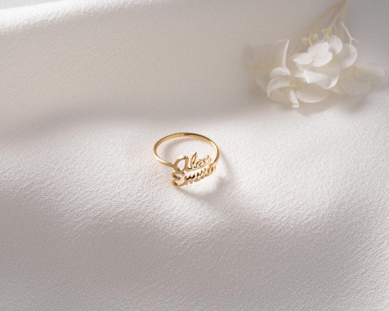 Kaze Personalised Double Name Ring | Custom Open Band Ring for Women