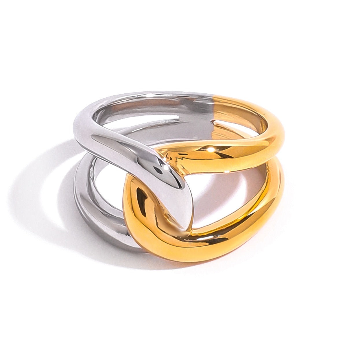 Kaze Gold and Silver Cross Ring | 18K Gold Two-Tone Statement Ring Only