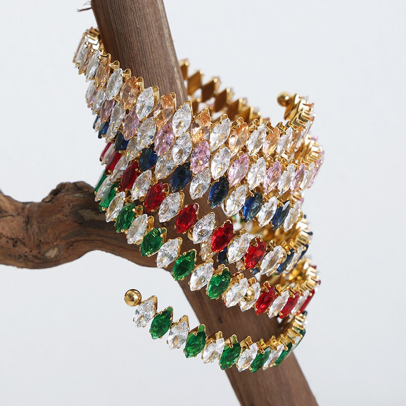 Kaze 18K Gold Gemstone Dazzling Bracelet | Luxury Gemstone Bracelet in 14 Colour Variants