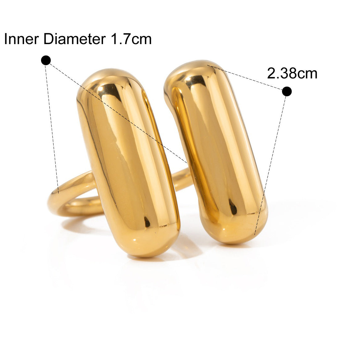 Kaze Capsule-Shaped Double Stitching Ring | 18K Gold Innovative Adjustable Ring in Gold &amp; Silver Gold