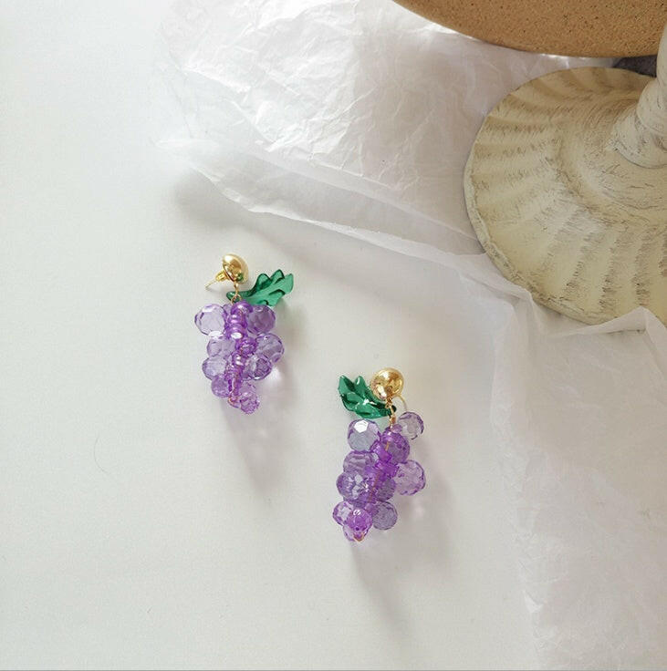 Kaze Grape Cluster Statement Earrings | Chic Fruit-Inspired Drop Earrings
