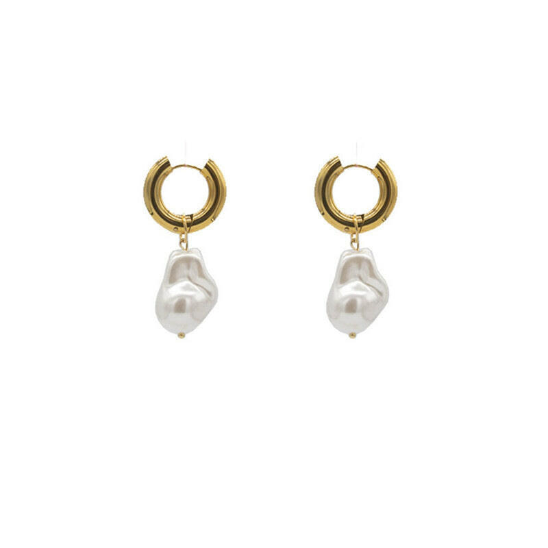Kaze Irregular Gold Pearl Earrings | Asymmetric Gold &amp; Freshwater Pearl Earrings