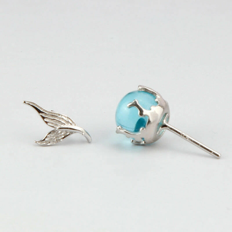 Kaze Asymmetrical Mermaid Fishtail Sterling Silver Earrings | Artisan 925 Silver Drop Earrings