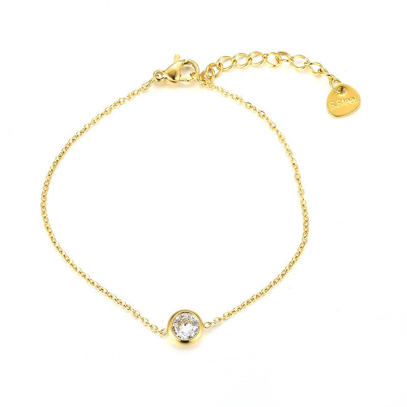 Kaze Multicoloured Zircon Bracelet | 18K Gold Titanium Steel Gemstone Bracelet White