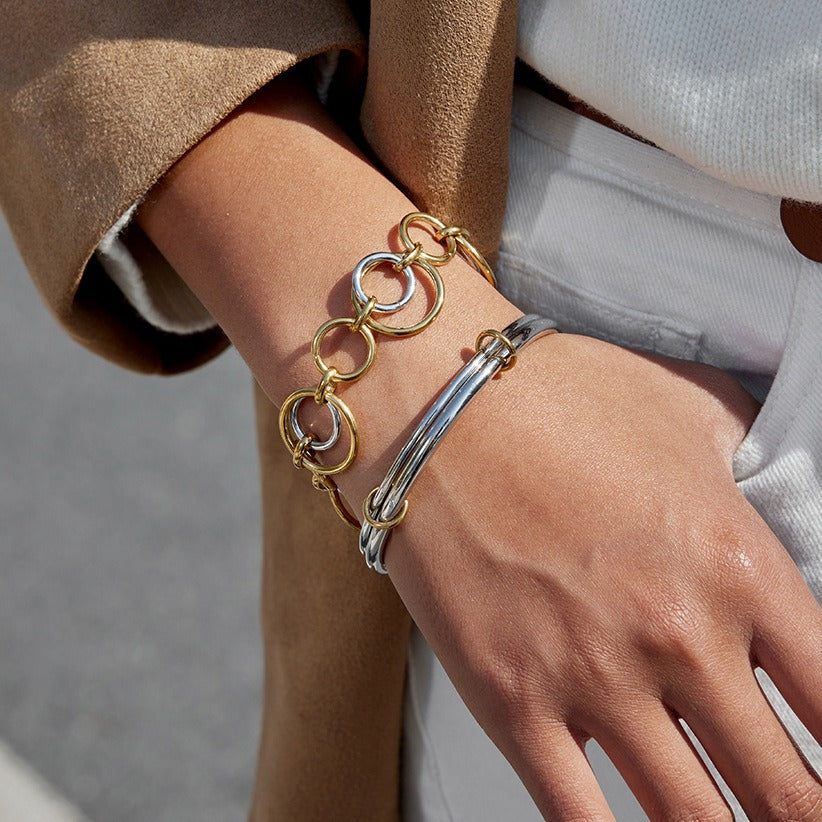 Kaze Two-Tone Multi-Strand Bracelet | 18K Gold &amp; S925 Silver Contrast Bracelet
